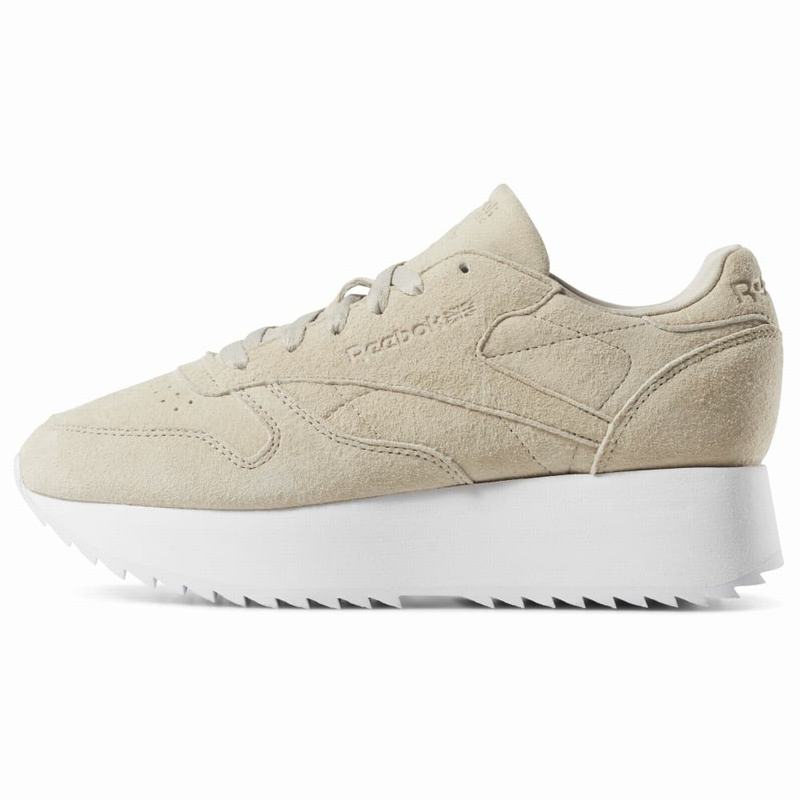 Reebok Classic Leather Double Tenisky Damske - Béžové/Biele VX6187QO